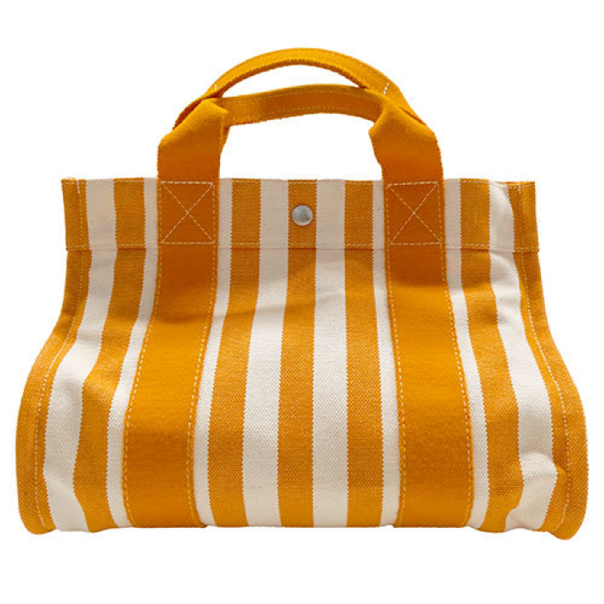 Hermes HERMES Bag Women's Handbag Canvas Cannes PM Orange White Stripe Pattern