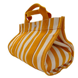 Hermes HERMES Bag Women's Handbag Canvas Cannes PM Orange White Stripe Pattern