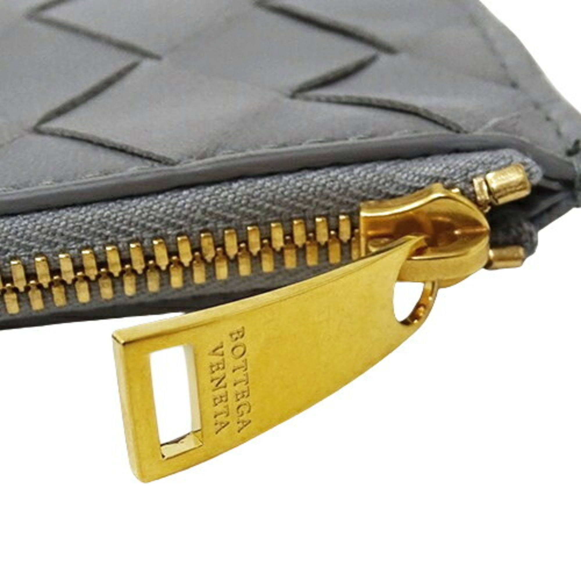 BOTTEGA VENETA Men's Wallet Coin Case Key Intrecciato Leather Grey Compact