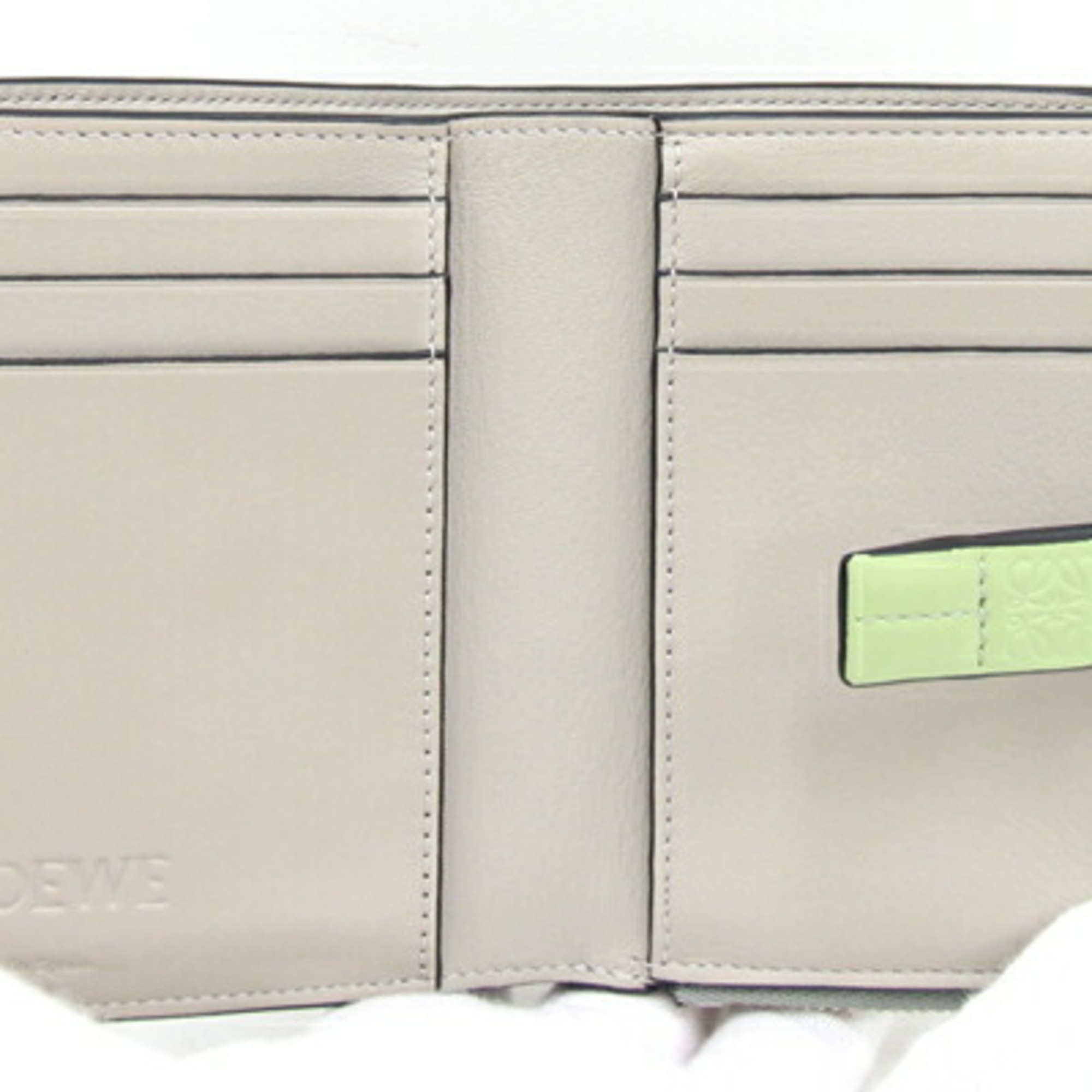 LOEWE Bi-fold Wallet Anagram Zip C660P30X02 Gray Lime Green Leather Compact Bi-color Women's