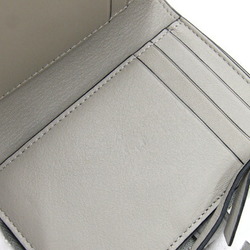 LOEWE Bi-fold Wallet Anagram Zip C660P30X02 Gray Lime Green Leather Compact Bi-color Women's