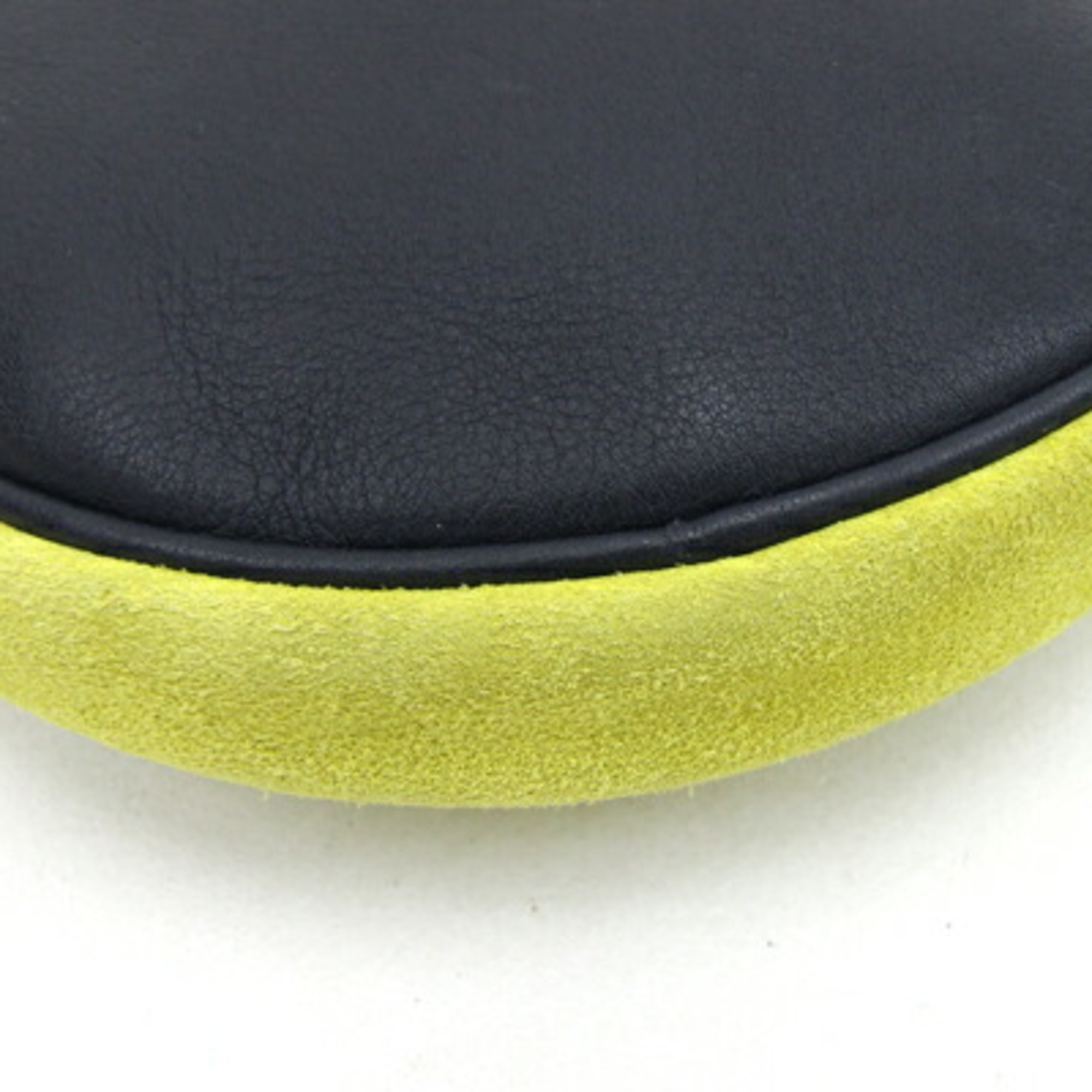 LOEWE Shoulder Bag Anagram Yellow Green Navy Suede Leather Round Bicolor Women's