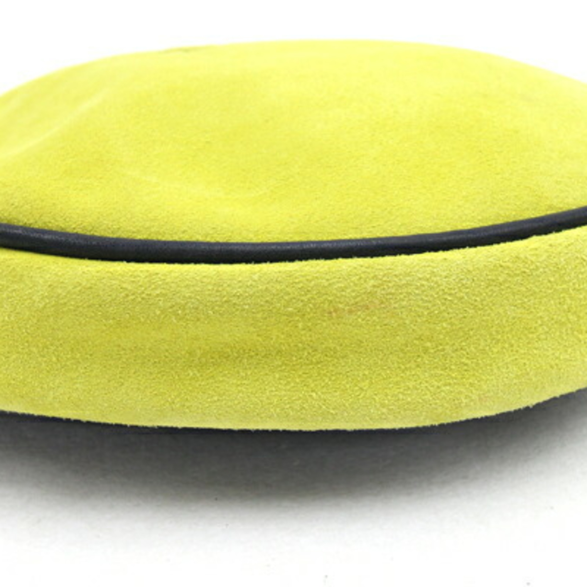 LOEWE Shoulder Bag Anagram Yellow Green Navy Suede Leather Round Bicolor Women's