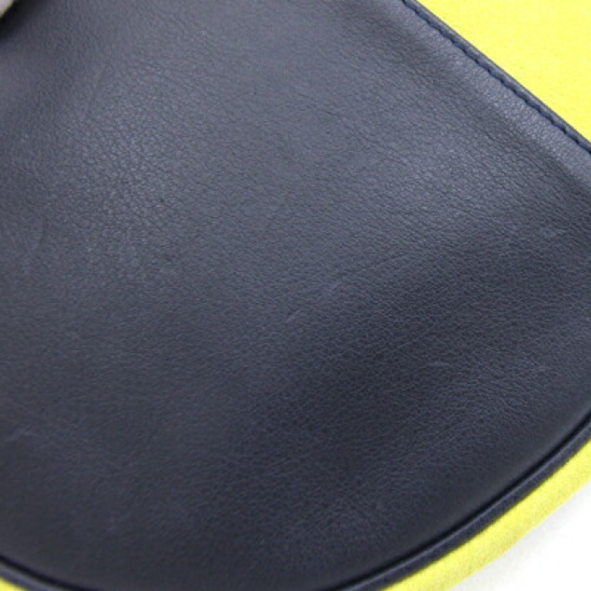 LOEWE Shoulder Bag Anagram Yellow Green Navy Suede Leather Round Bicolor Women's