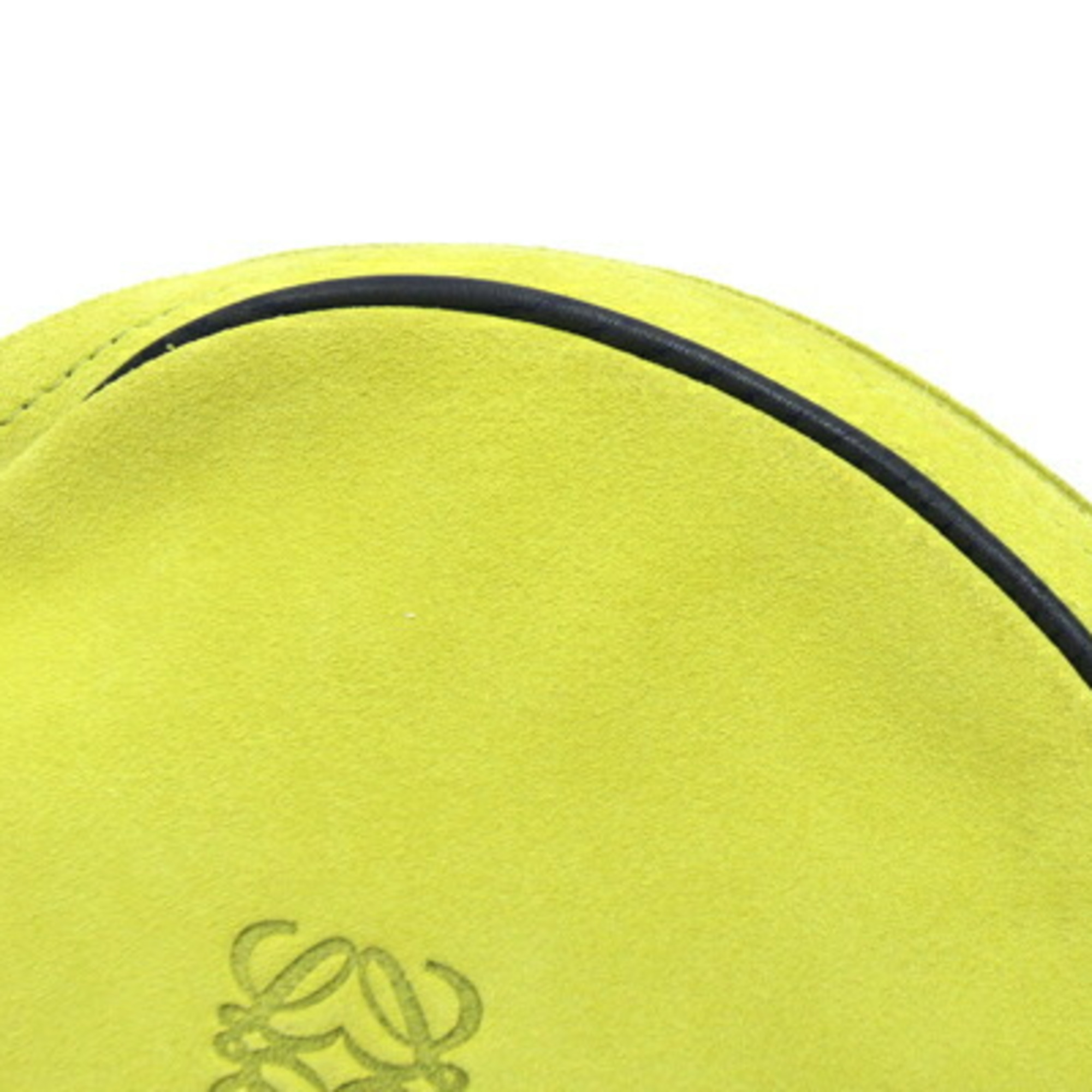 LOEWE Shoulder Bag Anagram Yellow Green Navy Suede Leather Round Bicolor Women's