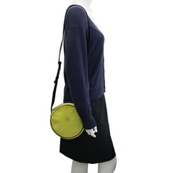 LOEWE Shoulder Bag Anagram Yellow Green Navy Suede Leather Round Bicolor Women's