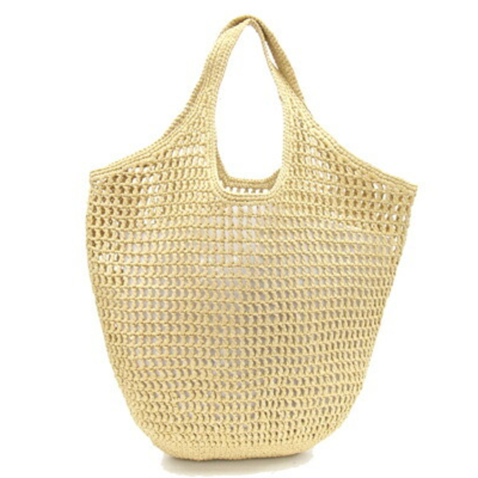 Prada Tote Bag Crochet 1BG424 Natural Raffia-Style Basket Embroidered Triangle Women's PRADA