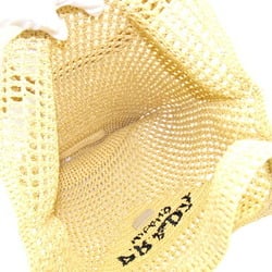 Prada Tote Bag Crochet 1BG424 Natural Raffia-Style Basket Embroidered Triangle Women's PRADA