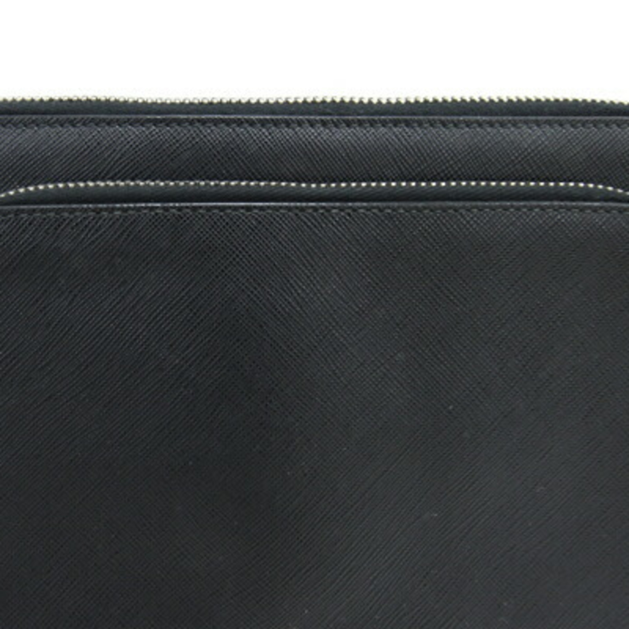 Prada Second Bag Black Leather Saffiano Clutch Men's Pouch PRADA