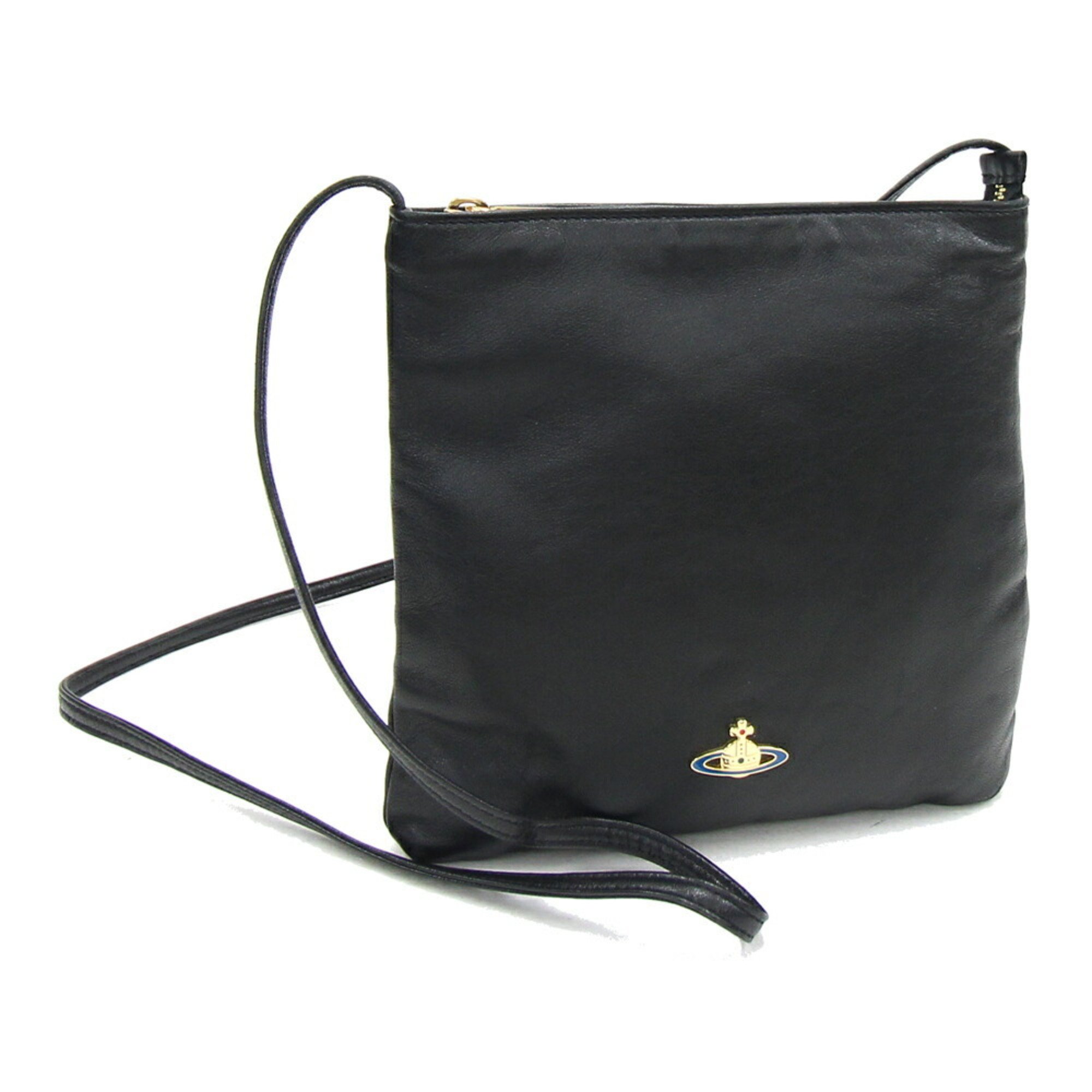 Vivienne Westwood Shoulder Bag 6571V182V Black Leather Pochette Women's