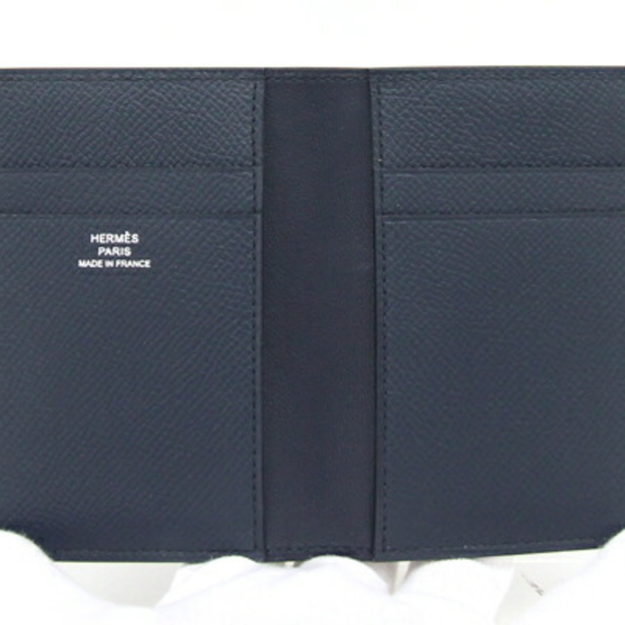 Hermes Card Case MC2 Euclidean Black Epsom Leather Z Stamp Business Holder Men's Women's HERMES