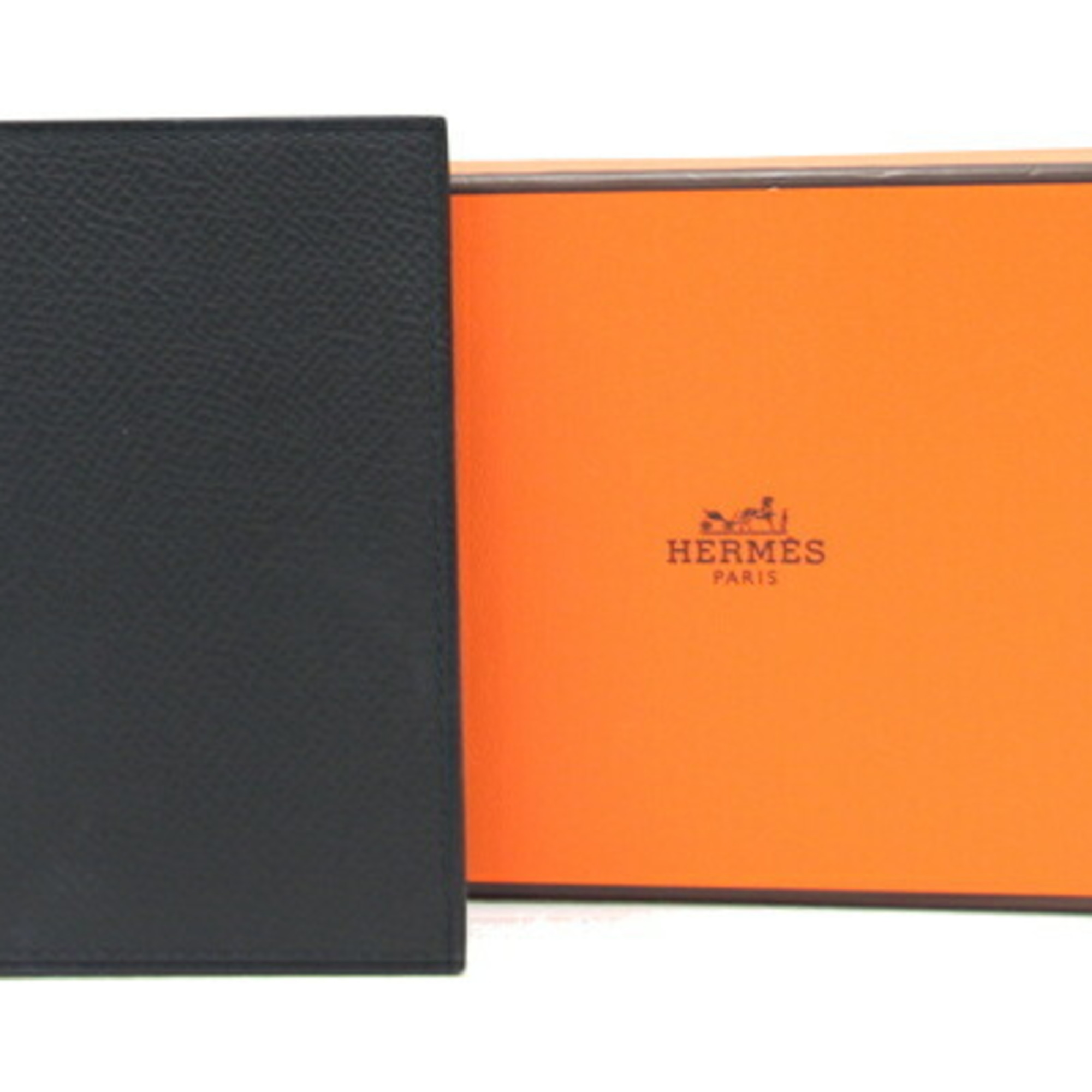 Hermes Card Case MC2 Euclidean Black Epsom Leather Z Stamp Business Holder Men's Women's HERMES