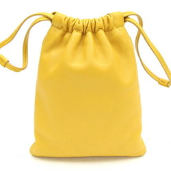 Saint Laurent Shoulder Bag Drawstring Pouch 640710 Yellow Leather Chain Women's SAINT LAURENT