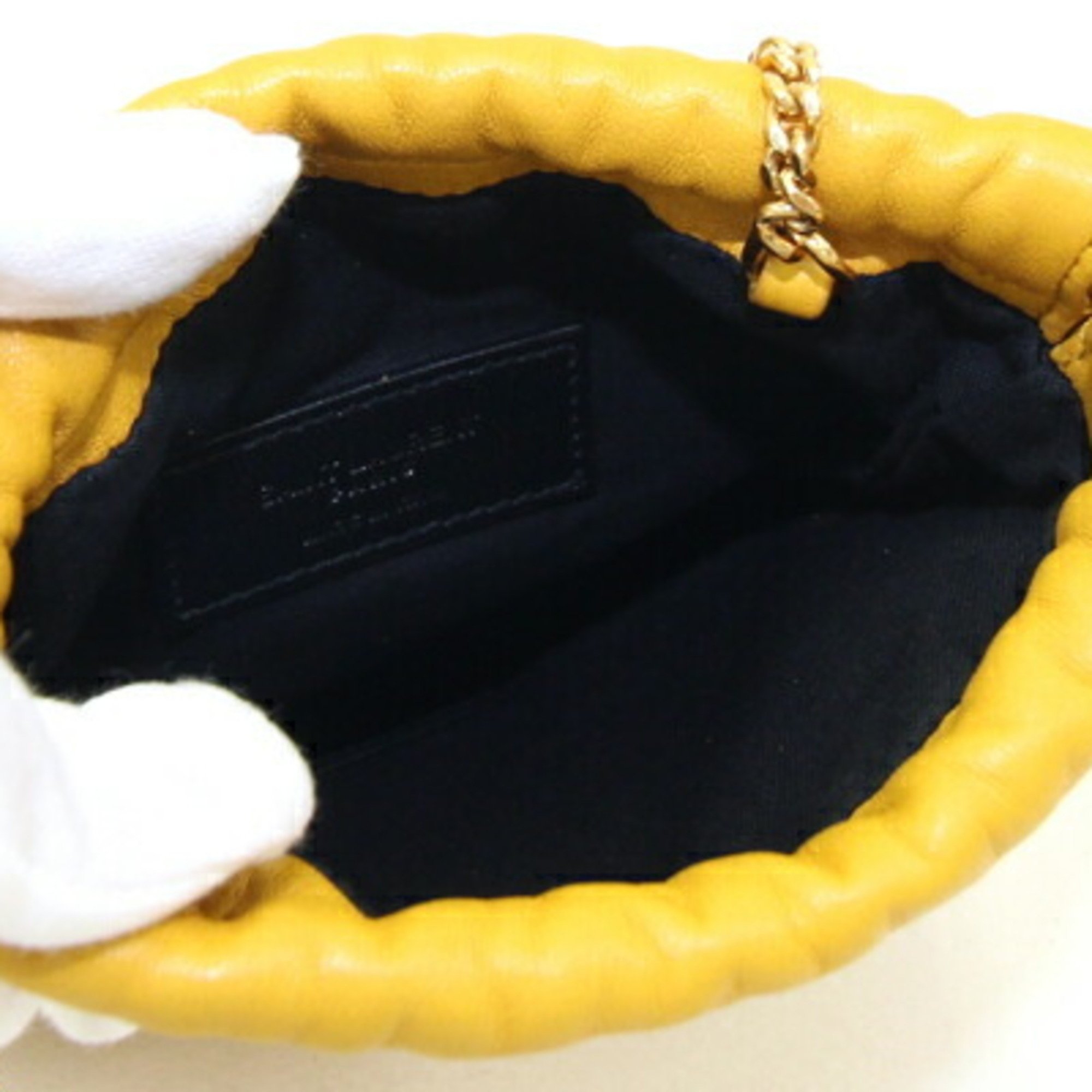 Saint Laurent Shoulder Bag Drawstring Pouch 640710 Yellow Leather Chain Women's SAINT LAURENT