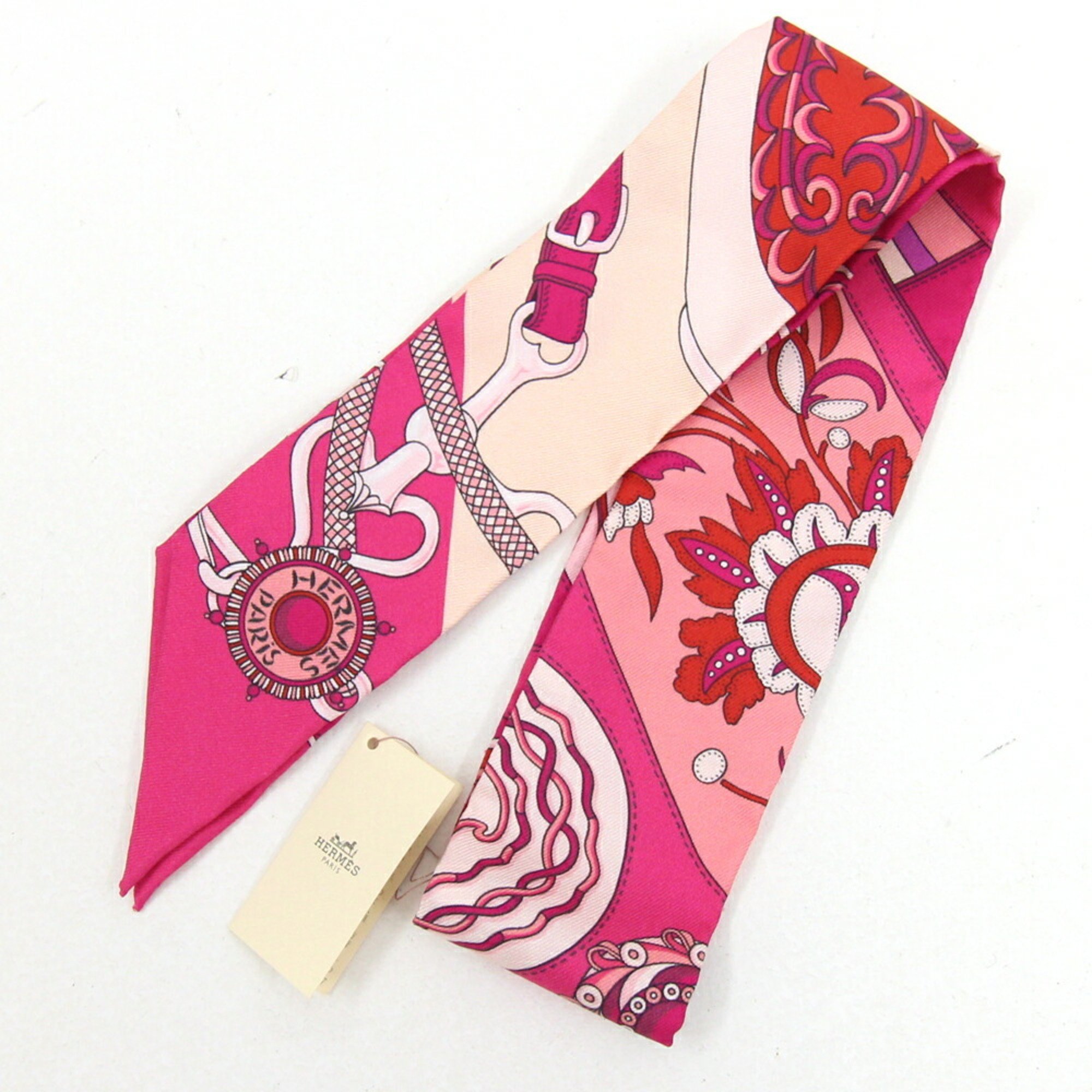 Hermes Scarf Muffler Pink 100% Silk Fashion Women's HERMES