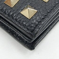 Valentino Rockstud Bi-fold Wallet XW2P0P39VSH Black Leather Compact Studs Women's VALENTINO