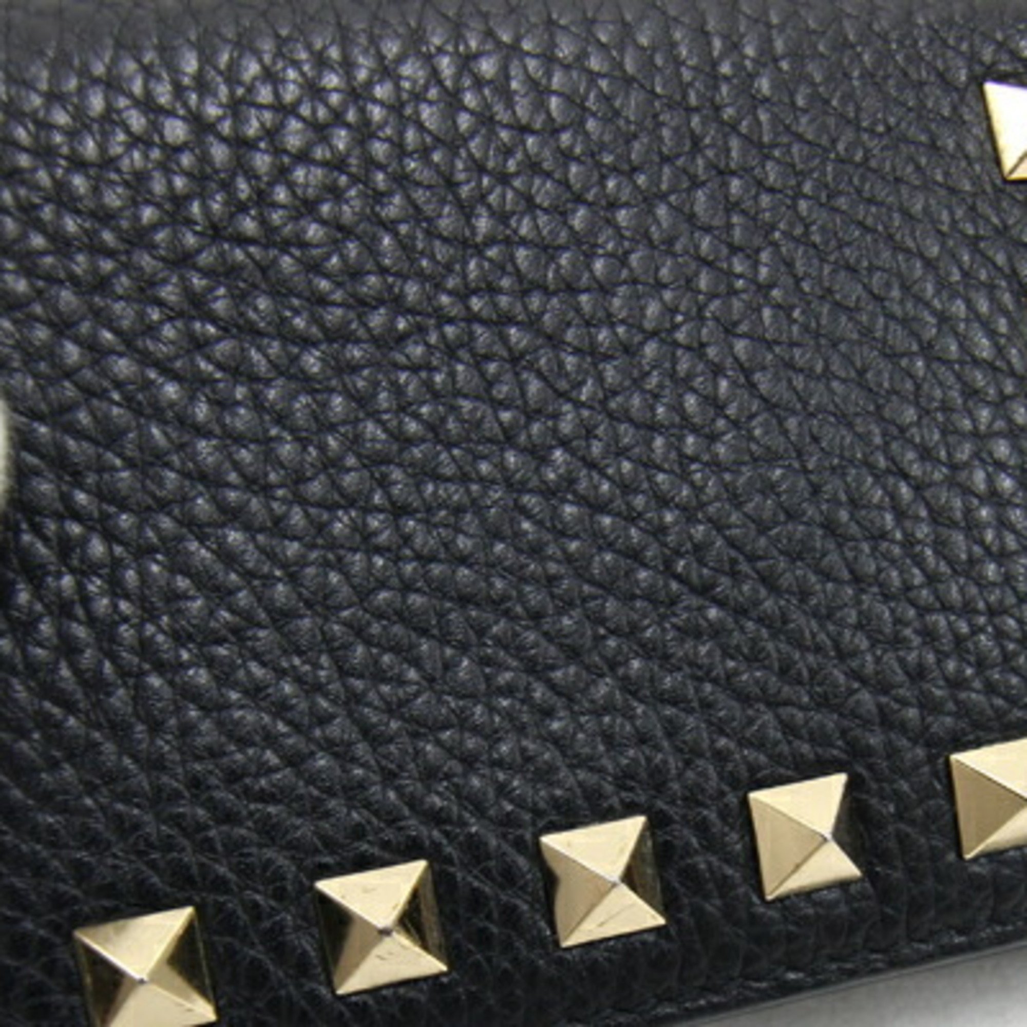 Valentino Rockstud Bi-fold Wallet XW2P0P39VSH Black Leather Compact Studs Women's VALENTINO