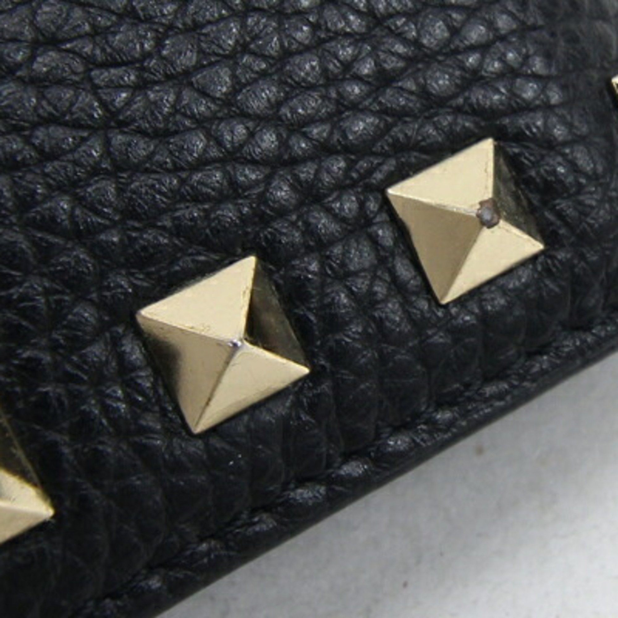 Valentino Rockstud Bi-fold Wallet XW2P0P39VSH Black Leather Compact Studs Women's VALENTINO