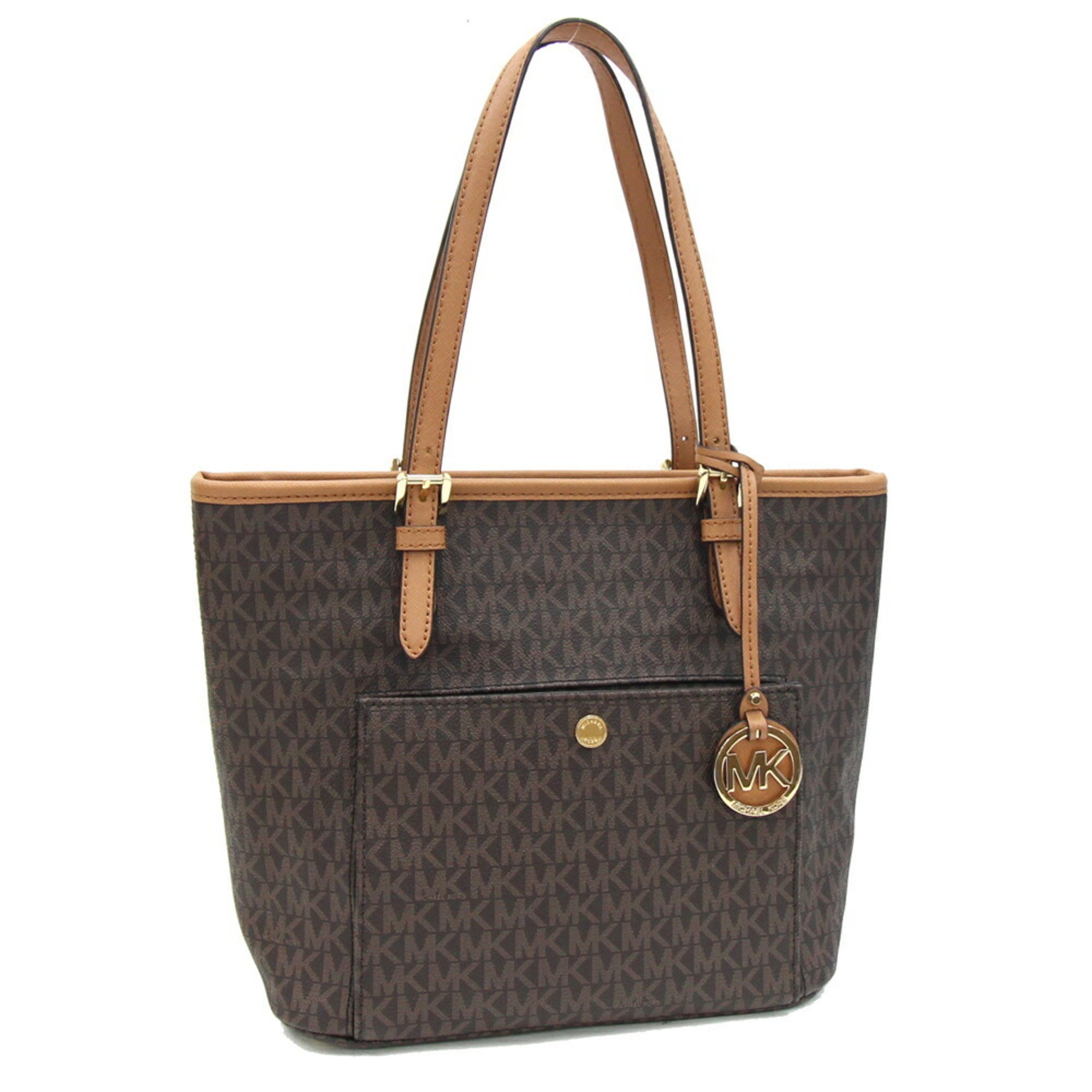 Michael Kors Tote Bag Jet Set 30S7GTTT8B Brown PVC Leather Shoulder for Women MICHAEL KORS