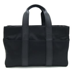 Hermes Handbag Acapulco MM Black Toile Chevron Leather Tote Bag Women's Men's HERMES