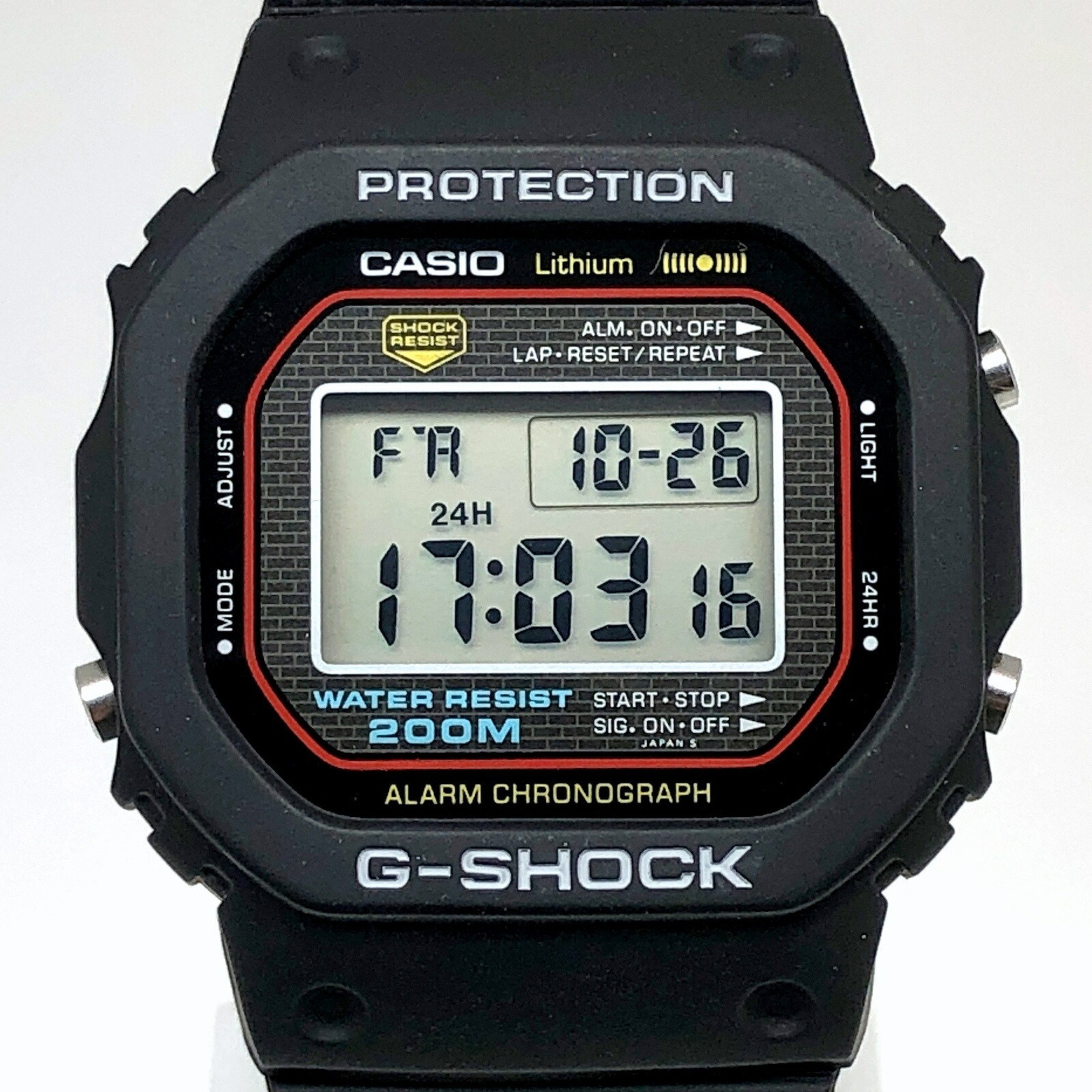 G-SHOCK CASIO Watch DW-5000C-1A M240 Officially Restored First-Generation G-Shock First Model Orange Miniature Bezel Mirrored Back Released April 1983 Mikunigaoka Store