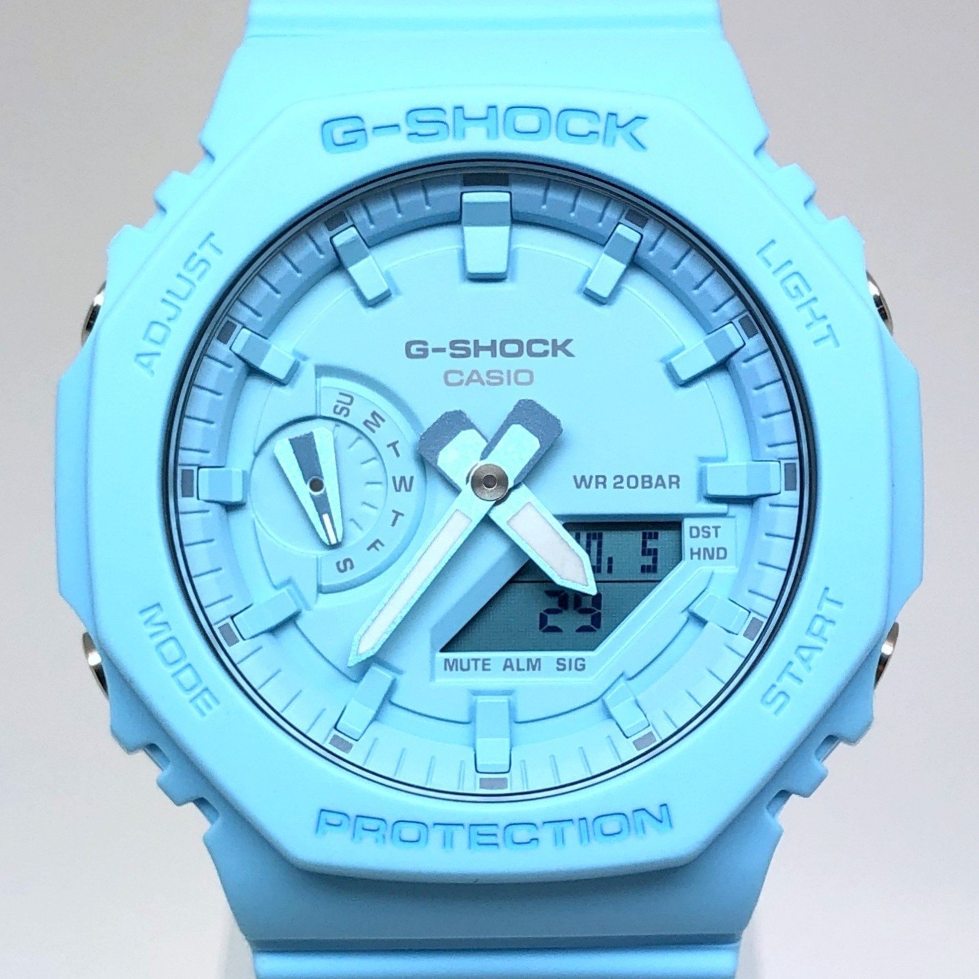 G-SHOCK CASIO Casio Watch GA-2100-2A2 Oak Octagon Ana-Digi Double LED Light Milky Blue One Tone Released in January 2024 Mikunigaoka Store