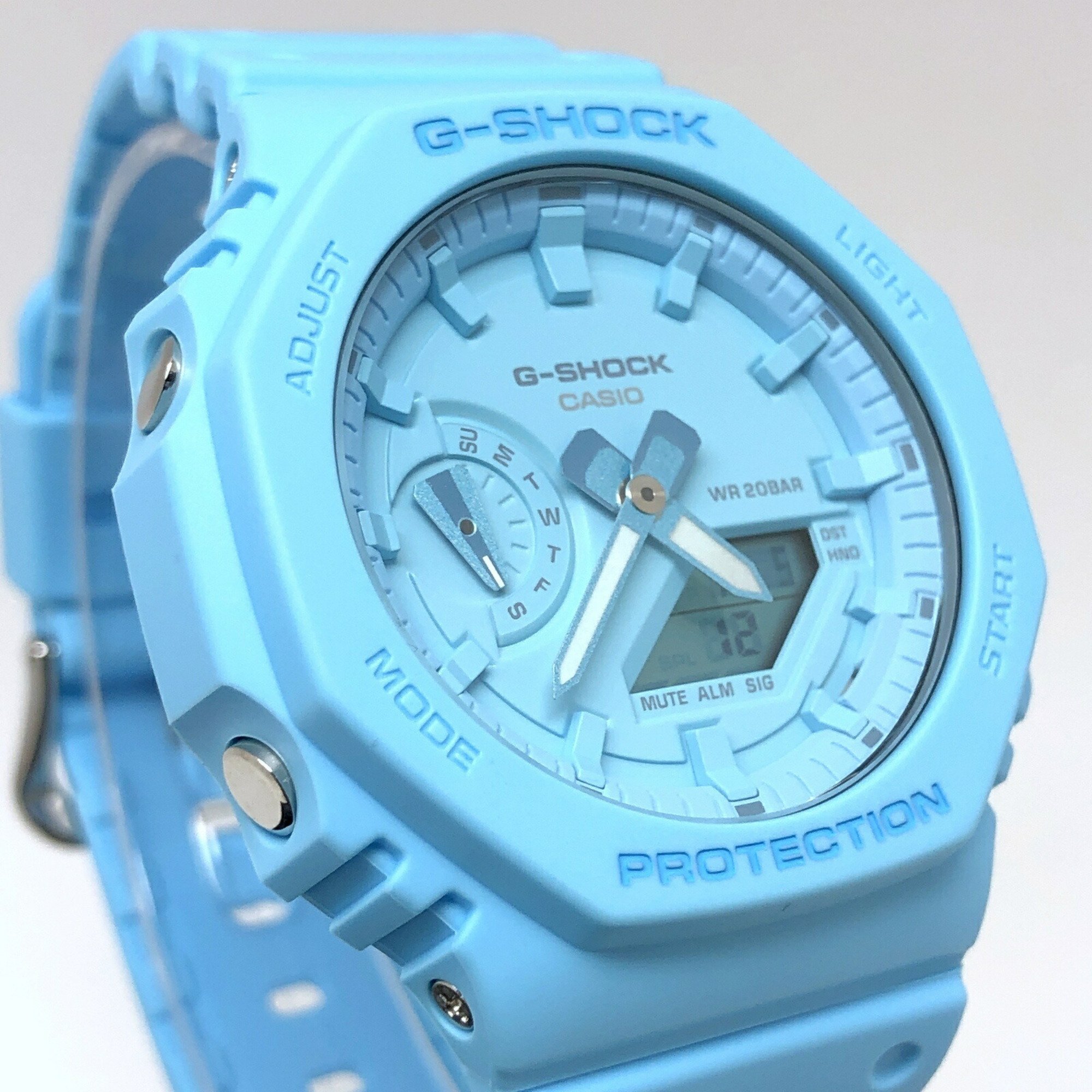 G-SHOCK CASIO Casio Watch GA-2100-2A2 Oak Octagon Ana-Digi Double LED Light Milky Blue One Tone Released in January 2024 Mikunigaoka Store