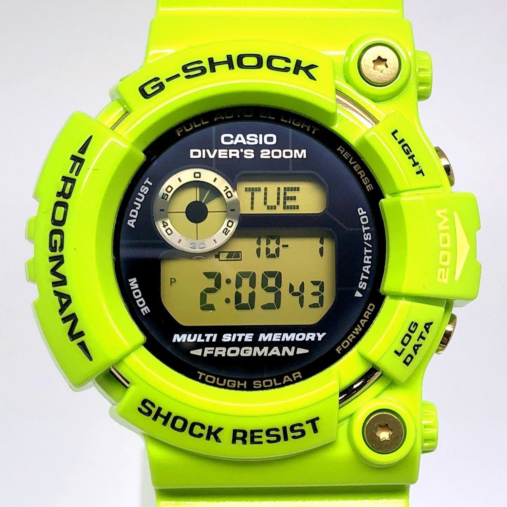 G-SHOCK CASIO Watch GW-200F-3 FROGMAN EARTHWATCH Frogman Earth Tree Frog Irukuji Tough Solar Paint Yellow Green Lime Irukujiraka Released in June 2009 Mikunigaoka Store