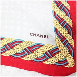 Chanel scarf muffler gray x red pattern CHANEL women's