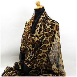 Yves Saint Laurent Large Stole Scarf Muffler Black Leopard Print YVES SAINT LAURENT Women's