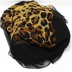 Yves Saint Laurent Large Stole Scarf Muffler Black Leopard Print YVES SAINT LAURENT Women's