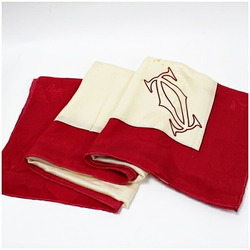 Cartier Must de Silk Scarf Muffler Ivory x Red Women's