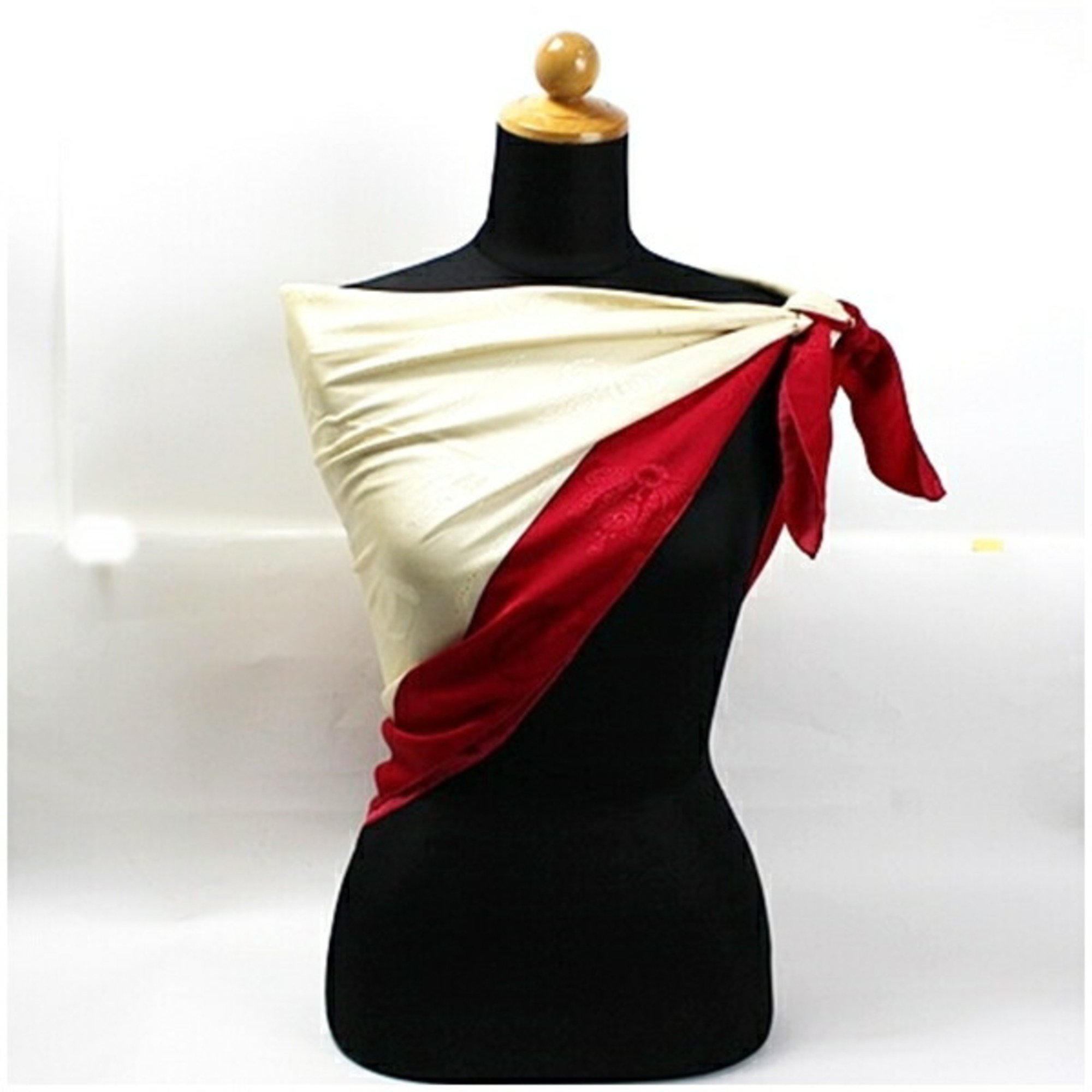 Cartier Must de Silk Scarf Muffler Ivory x Red Women's