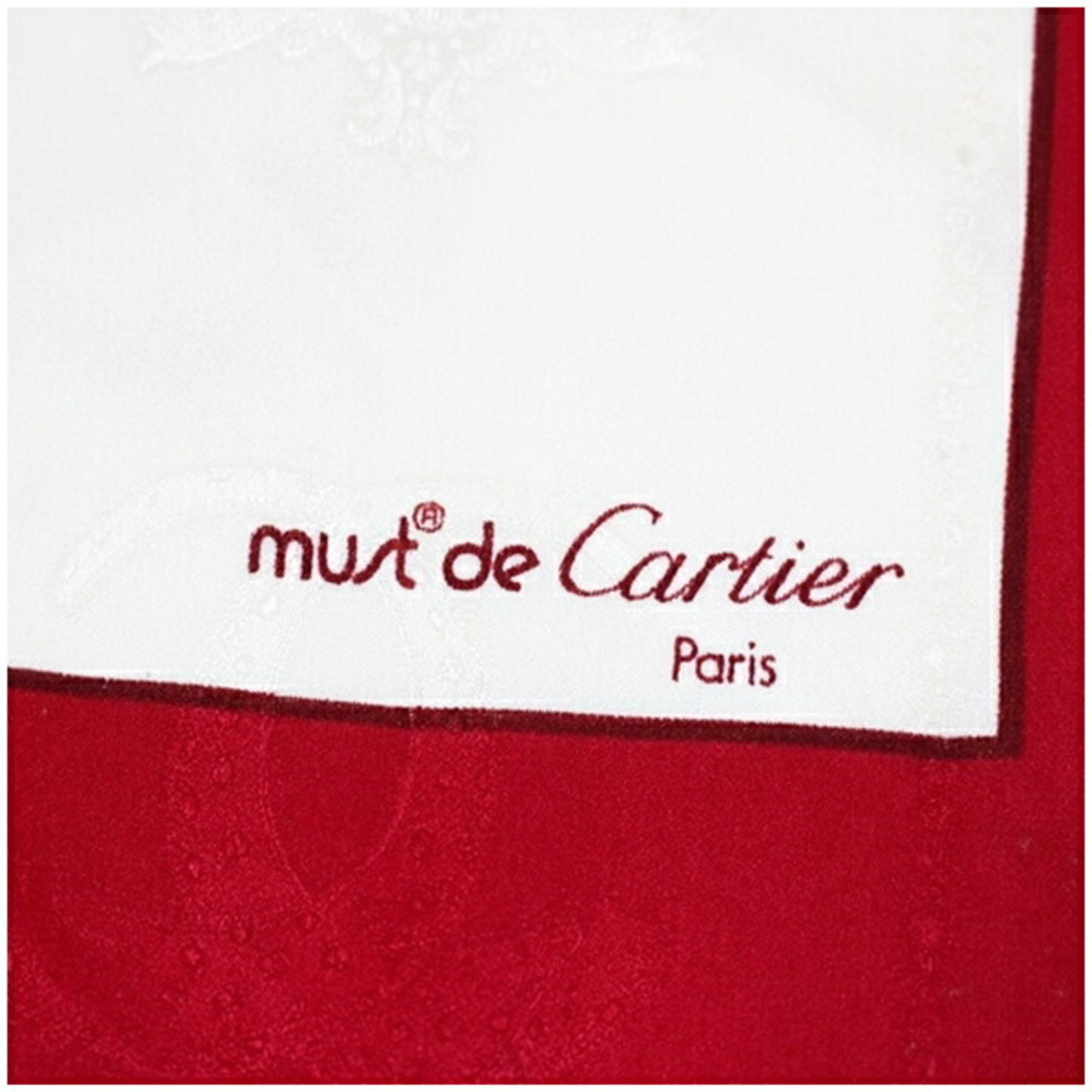 Cartier Must de Silk Scarf Muffler Ivory x Red Women's