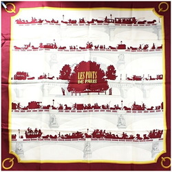 Hermes Silk Scarf Muffler Carre 90 "LES PONTS DE PARIS" Bridges of Paris HERMES Women's