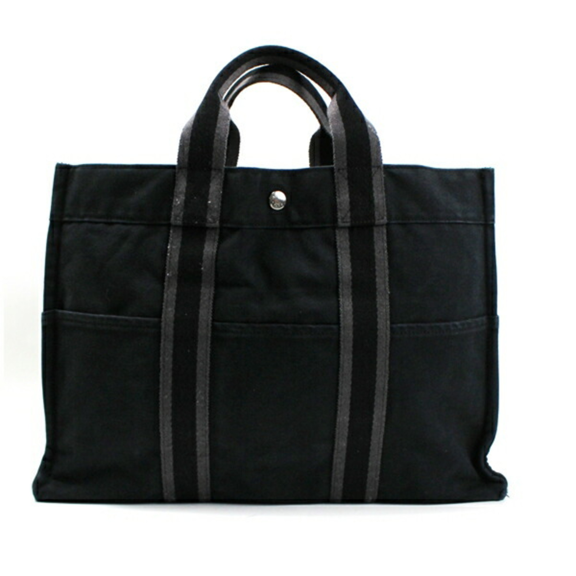 Hermes Foul Tote MM Canvas Bag Black HERMES Women's Men's Unisex