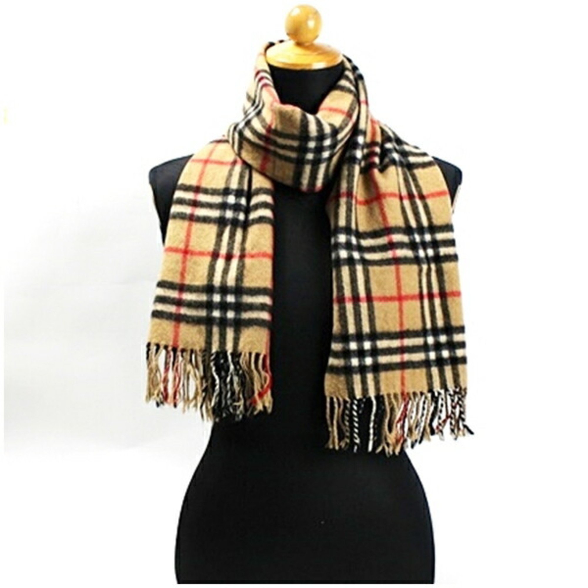 Burberry Cashmere Scarf Camel x Check 144 30 cm Burberrys Men's Women's