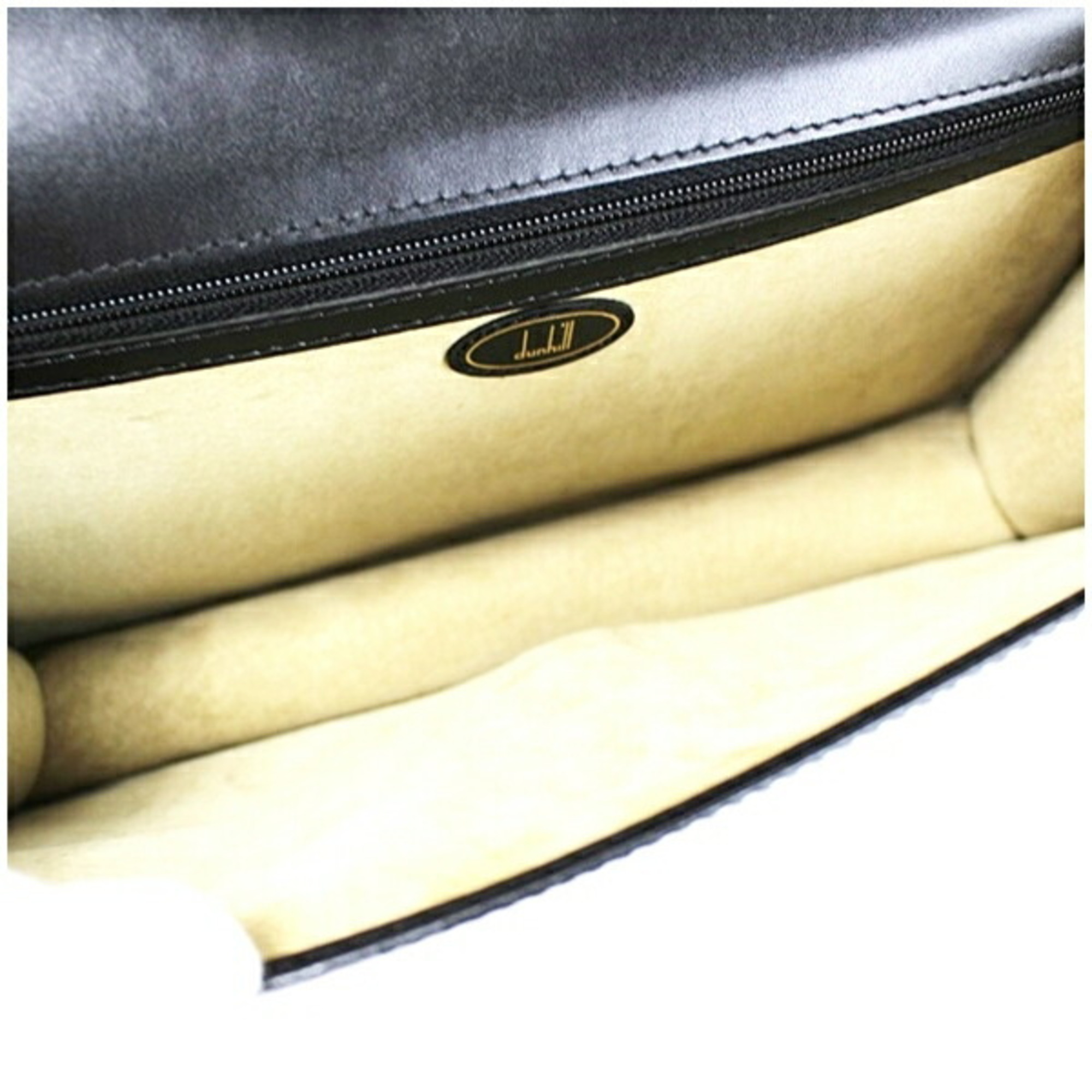 Dunhill clutch bag with dial lock, leather, black, dunhill men's bag, strap