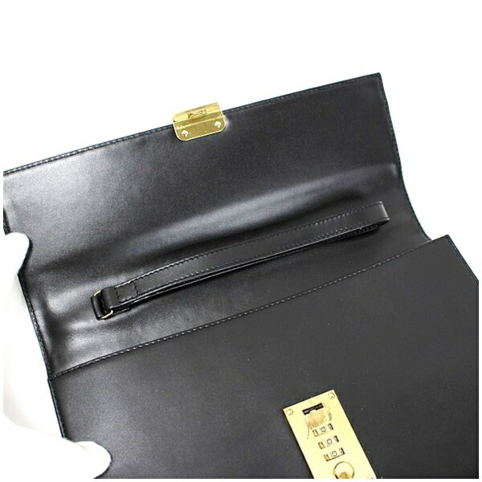 Dunhill clutch bag with dial lock, leather, black, dunhill men's bag, strap