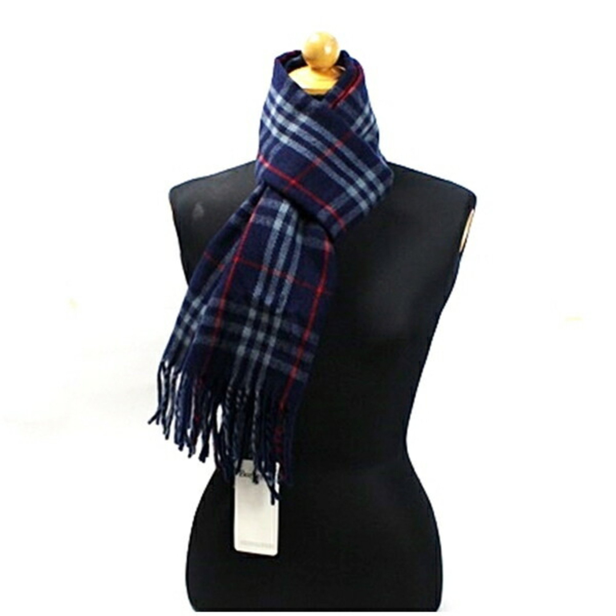 Burberry wool scarf, navy x check, 168 30 cm, Burberrys, men's and women's