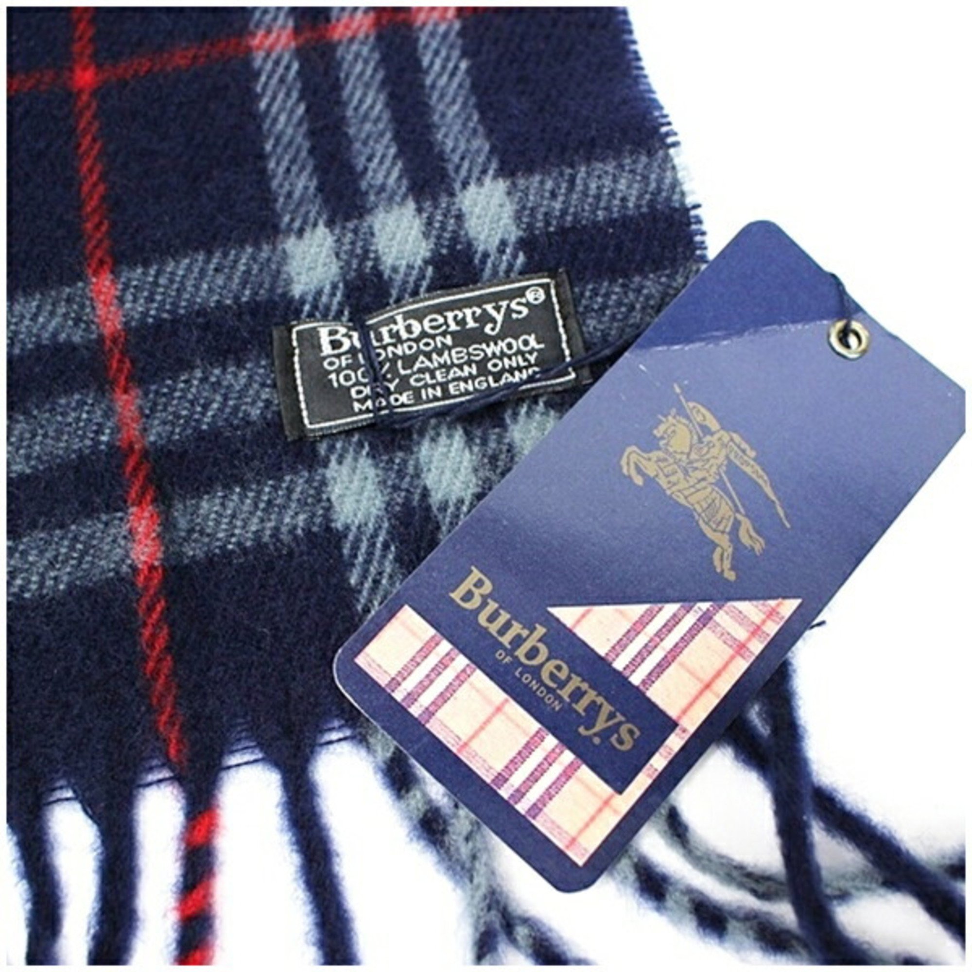 Burberry wool scarf, navy x check, 168 30 cm, Burberrys, men's and women's