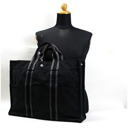 Hermes Foul Tote MM Canvas Bag Black HERMES Women's Men's Unisex