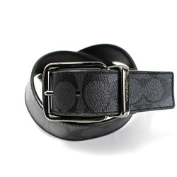 Coach reversible turnbuckle belt, black x signature, 101cm total length, 81-91cm waist (5-step adjustment), men's, gunmetal hardware