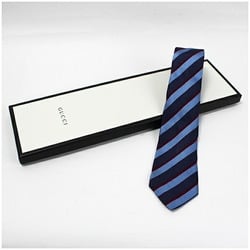 Gucci Silk Narrow Tie Striped Navy x Blue Current Model 562827 428879 4E979 GUCCI Men's