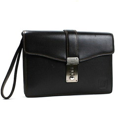 Dunhill clutch bag with dial lock, leather, black, dunhill men's bag, strap