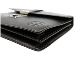 Dunhill clutch bag with dial lock, leather, black, dunhill men's bag, strap