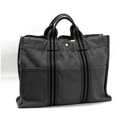 Hermes Foul Tote MM Canvas Bag Grey HERMES Women's Men's Unisex