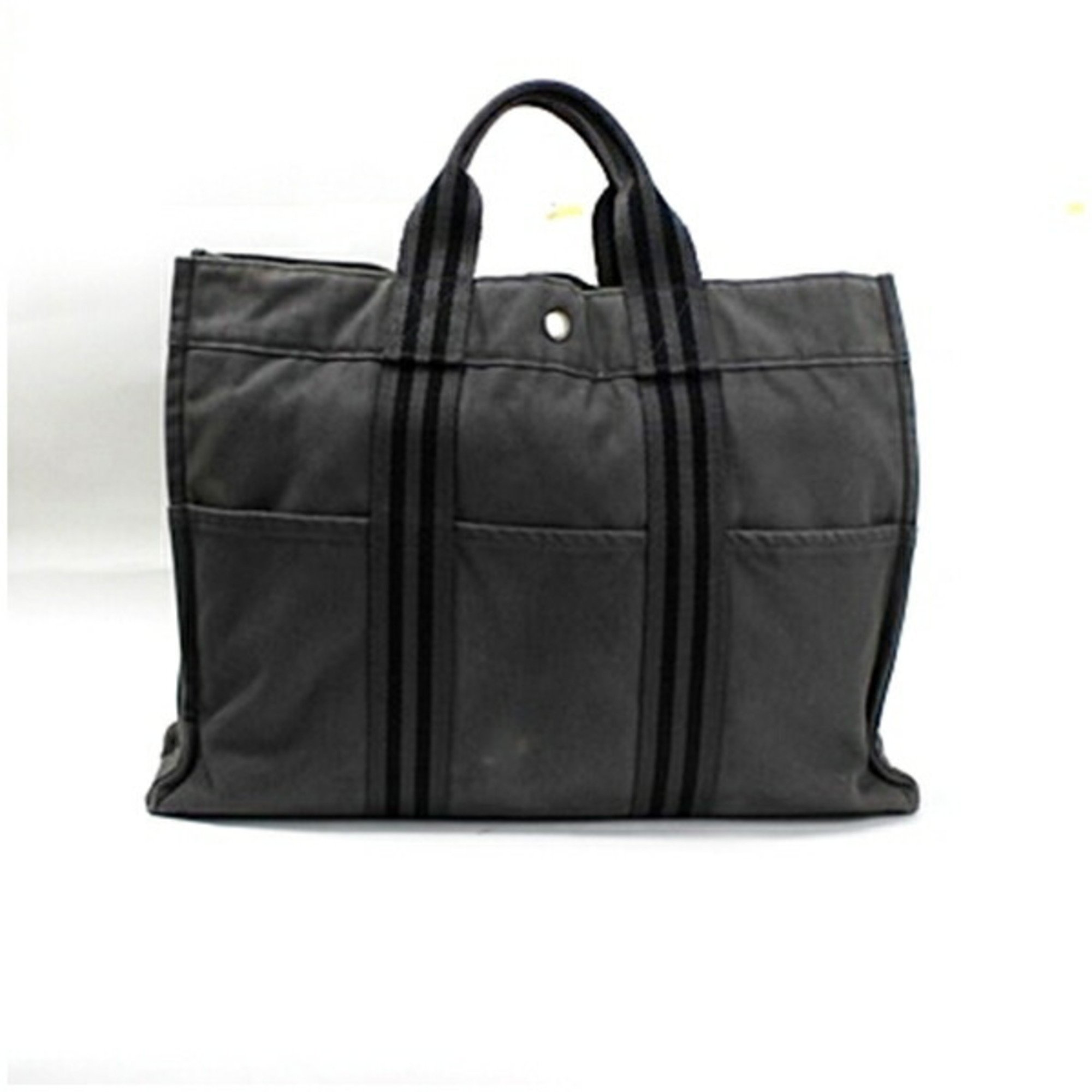 Hermes Foul Tote MM Canvas Bag Grey HERMES Women's Men's Unisex