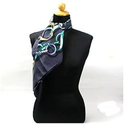 Gucci Silk Scarf Muffler Grey Horsebit Pattern GUCCI Women's