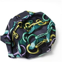 Gucci Silk Scarf Muffler Grey Horsebit Pattern GUCCI Women's